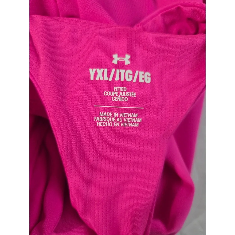 Under Armour Girls Pink Motion Crop Tank Top Racerback Fitted YXL 1379983 NWT